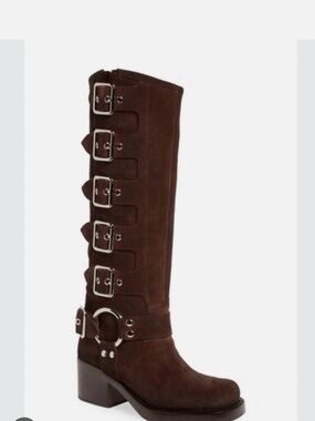 Jeffrey Campbell trouble buckle brown suede shoes 7